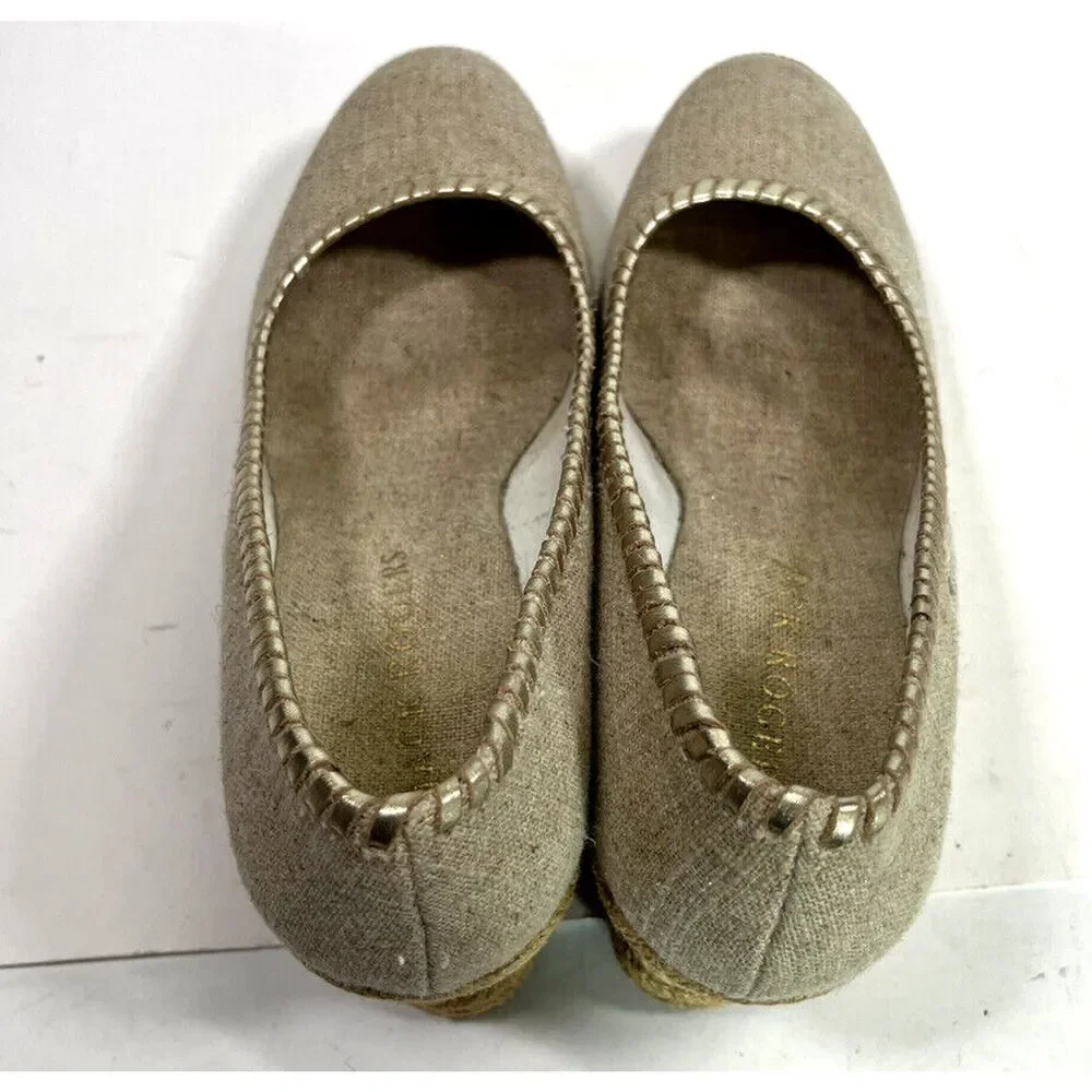 Jack Rogers Palmer Closed Toe Canvas Espadrille Wedge Size‎ 9 Gold Tan